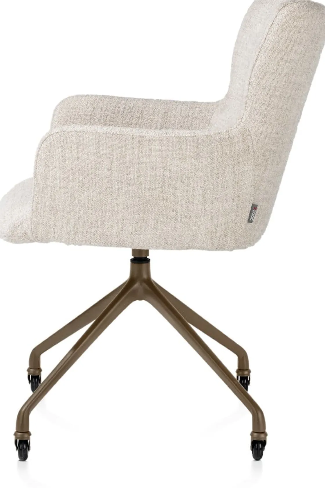 XOOON Sage, armstoel + wielen - alu frame in steelbrown - stof Luton - Creme^ Armstoelen