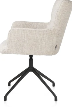 XOOON Sage, armstoel draaibaar - rough off black - stof Luton - Creme^ Armstoelen