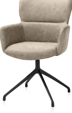 XOOON Sage, armstoel draaibaar - rough off black - stof Oregon - beige^ Armstoelen