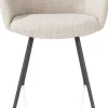 XOOON Sage, armstoel 4-pootjes graphiet - stof Luton - Creme^ Armstoelen