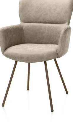 XOOON Sage, armstoel 4-pootjes steelbrown - stof Oregon - beige^ Armstoelen