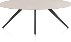 XOOON Saluti, EETKAMERTAFEL ELLIPS 210 X 105 CM. - 4-POOTJES - ROUGH OFF BLACK - Light sand^ Eettafels