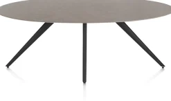 XOOON Saluti, EETKAMERTAFEL ELLIPS 210 X 105 CM. - 4-POOTJES - ROUGH OFF BLACK - Lava^ Eettafels