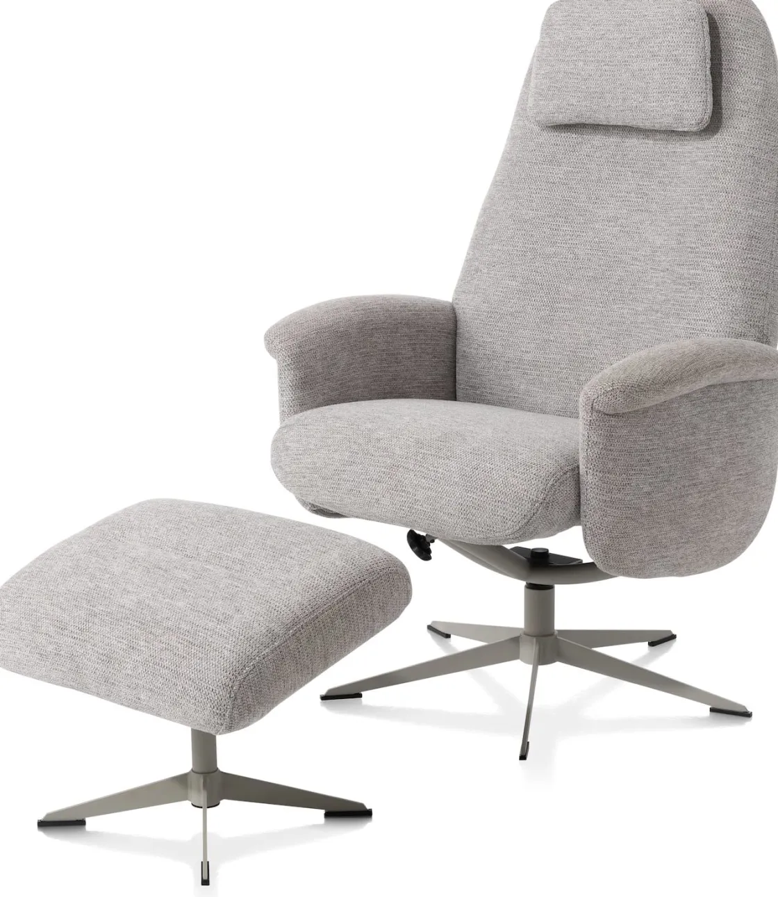 XOOON Tonale relax-fauteuil incl. poef in de kleur Kiezel -^ Stoffen Fauteuils|Draaifauteuils