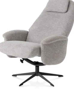 XOOON Tonale, relax-fauteuil incl. poef - graphiet frame - stof Vada kiezel of koper - Kiezel^ Stoffen Fauteuils|Draaifauteuils
