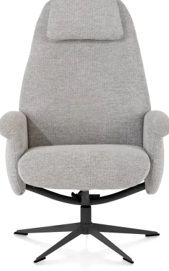 XOOON Tonale, relax-fauteuil incl. poef - graphiet frame - stof Vada kiezel of koper - Kiezel^ Stoffen Fauteuils|Draaifauteuils