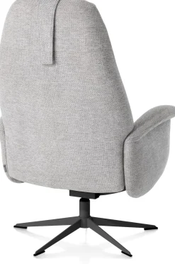 XOOON Tonale, relax-fauteuil incl. poef - graphiet frame - stof Vada kiezel of koper - Kiezel^ Stoffen Fauteuils|Draaifauteuils