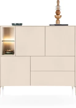 XOOON Trentino, Dressette 153 cm. - 3-deuren + 2-laden + 2-niches - Creme^ Bergkasten
