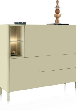 XOOON Trentino, Dressette 153 cm. - 3-deuren + 2-laden + 2-niches - Olijf^ Bergkasten
