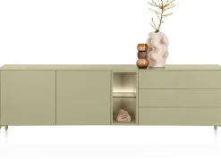 XOOON Trentino, Dressoir 240 cm. - 2-deuren + 3-laden + 2-niches - Olijf^ Dressoirs