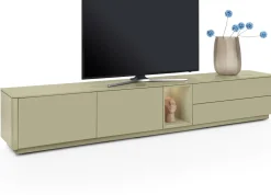 XOOON Trentino, Lowboard 270 cm. - 2-deuren + 2-laden + 1-niche - mdf gelakt - Olijf^ Dressoirs|Tv-Meubelen