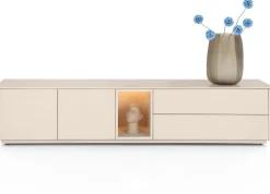 XOOON Trentino, Lowboard 210 cm. - 2-deuren + 2-laden + 1-niche - mdf gelakt - Creme^ Tv-Meubelen|Dressoirs