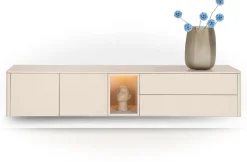 XOOON Trentino, Lowboard 210 cm. - 2-deuren + 2-laden + 1-niche - mdf gelakt - Creme^ Tv-Meubelen|Dressoirs