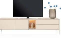 XOOON Trentino, Lowboard 240 cm. - 2-deuren + 2-laden + 1-niche - mdf gelakt - Creme^ Tv-Meubelen|Dressoirs