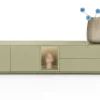 XOOON Trentino, Lowboard 210 cm. - 2-deuren + 2-laden + 1-niche - mdf gelakt - Olijf^ Dressoirs|Tv-Meubelen