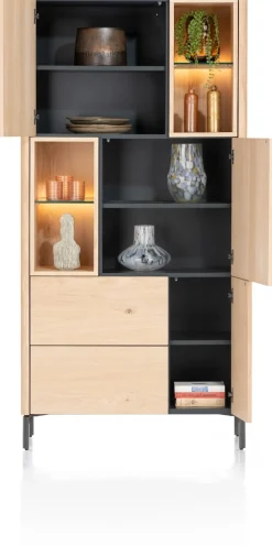 XOOON Trenton, bergkast 95 cm - 3-deuren + 2-laden + 4-niches - natural^ Bergkasten