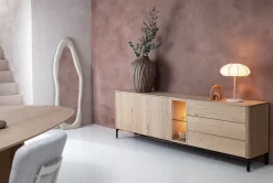 XOOON Trenton, Dressoir 210 cm. - 2-deuren + 3-laden + 2-niches - natural^ Dressoirs