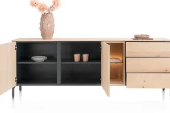 XOOON Trenton, Dressoir 210 cm. - 2-deuren + 3-laden + 2-niches - natural^ Dressoirs