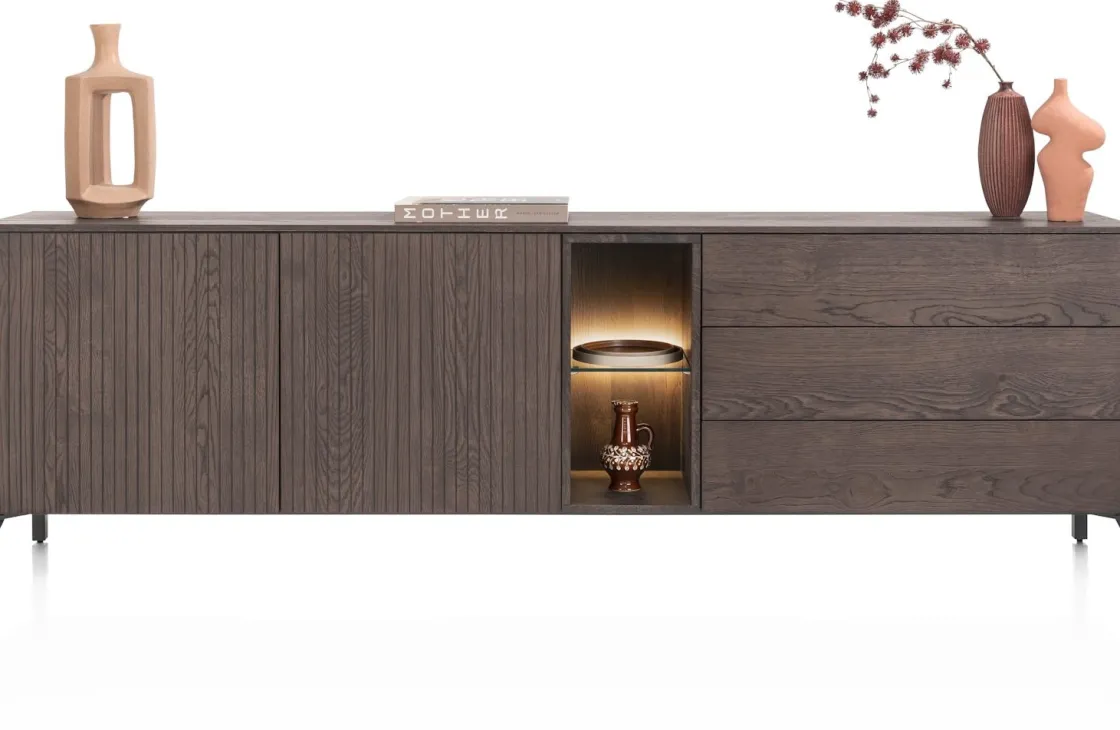 XOOON Trenton, Dressoir 240 cm. - 2-deuren + 3-laden + 2-niches - Clay^ Dressoirs