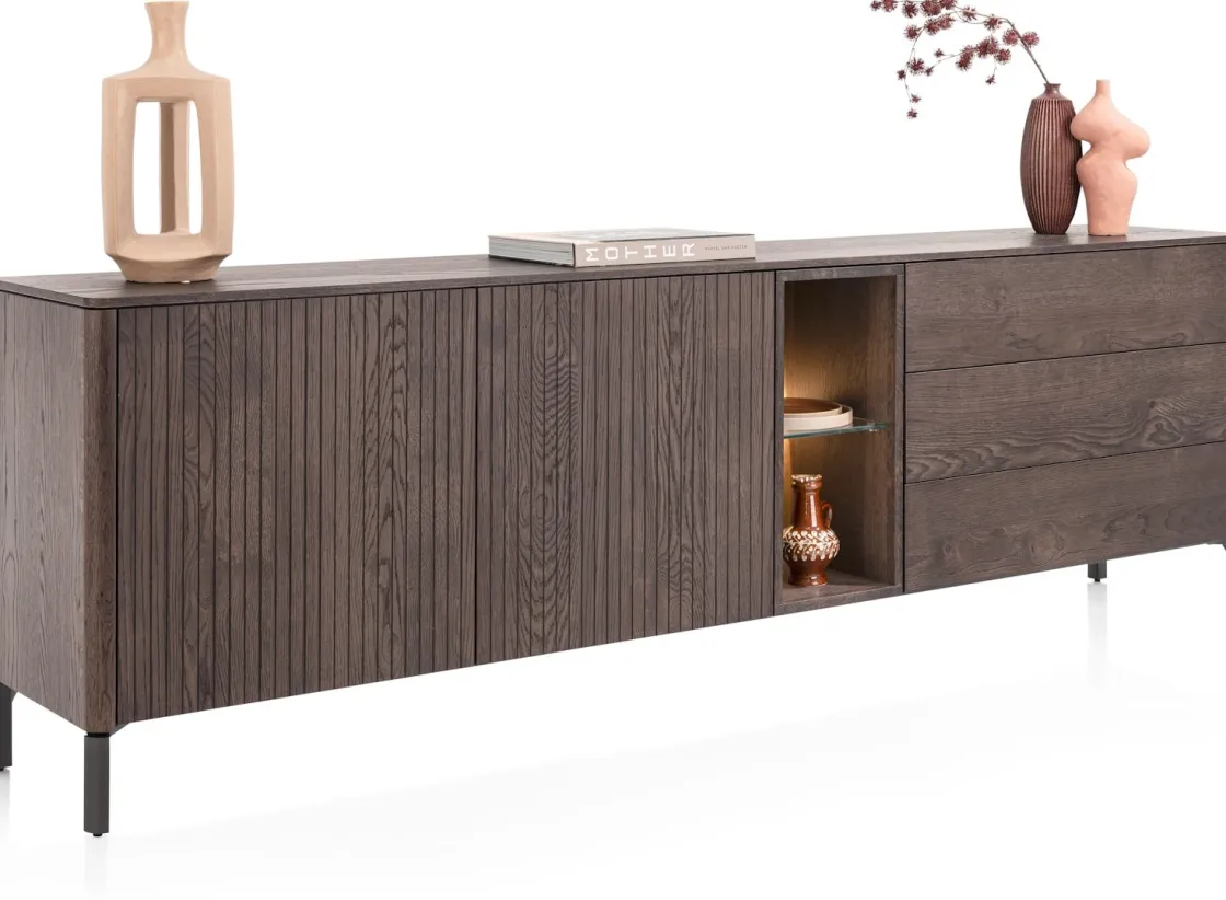 XOOON Trenton, Dressoir 240 cm. - 2-deuren + 3-laden + 2-niches - Clay^ Dressoirs
