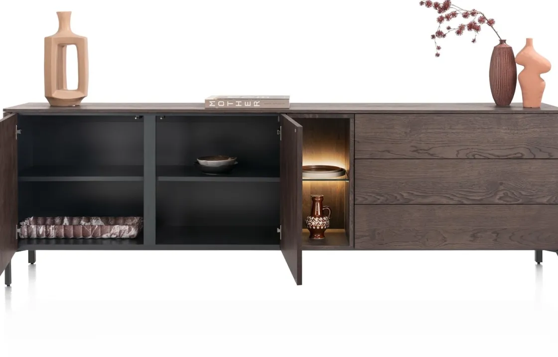 XOOON Trenton, Dressoir 240 cm. - 2-deuren + 3-laden + 2-niches - Clay^ Dressoirs