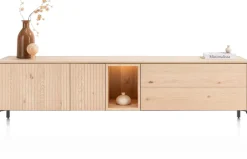 XOOON Trenton, lowboard 210 cm - 2-deuren + 2-laden + 1-niche - natural^ Dressoirs|Tv-Meubelen