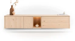 XOOON Trenton, lowboard 210 cm - 2-deuren + 2-laden + 1-niche - natural^ Dressoirs|Tv-Meubelen