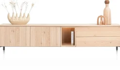 XOOON Trenton, lowboard 240 cm - 2-deuren + 2-laden + 1-niche - natural^ Dressoirs|Tv-Meubelen