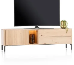 XOOON Trenton, lowboard 180 cm - 1-deur + 2-laden + 1-niche - natural^ Tv-Meubelen|Dressoirs