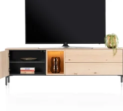 XOOON Trenton, lowboard 180 cm - 1-deur + 2-laden + 1-niche - natural^ Tv-Meubelen|Dressoirs